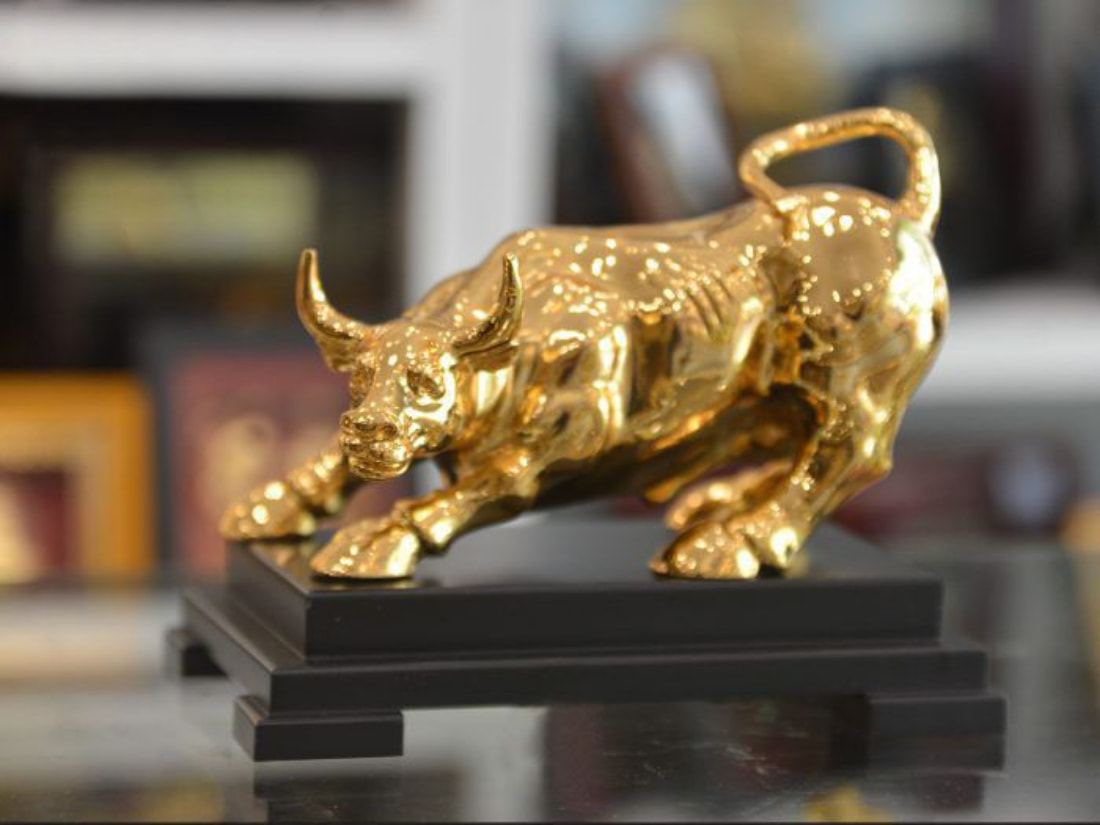 Gold-plated feng shui buffalo mascot