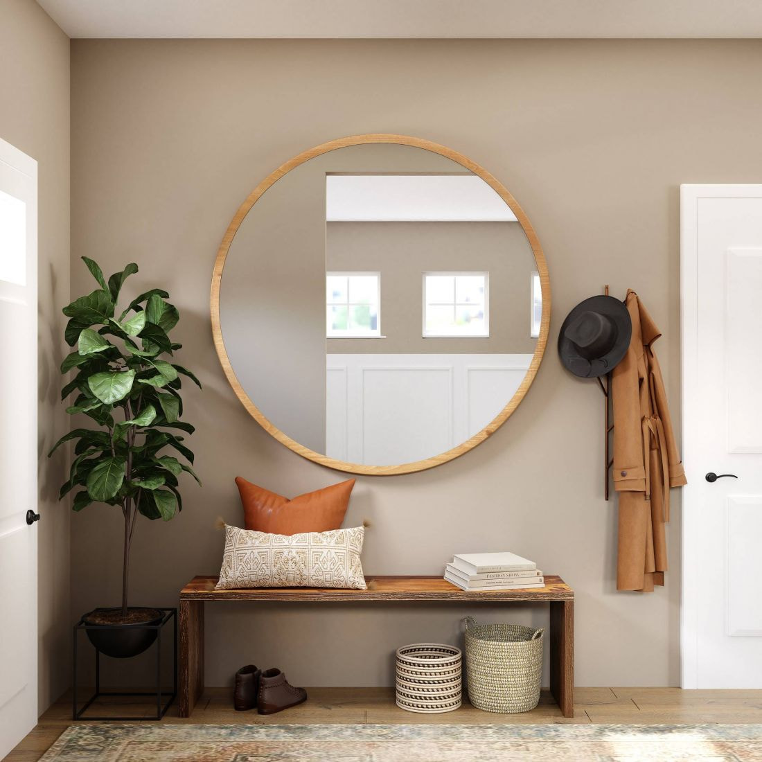 Mirror placed near the door to neutralize inappropriate house direction