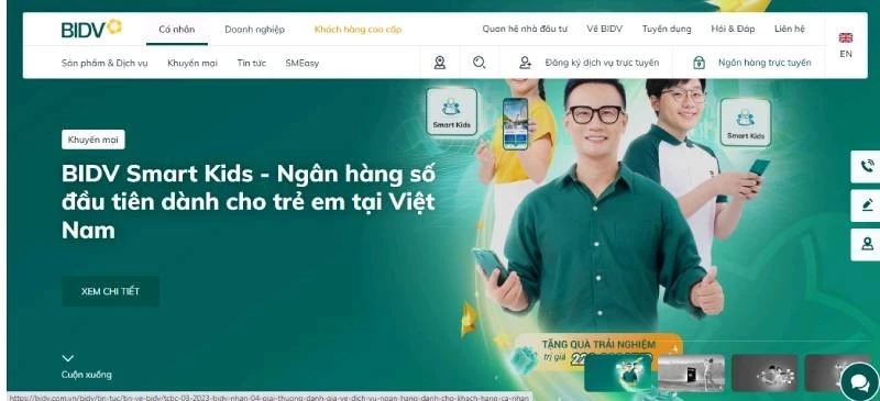 Trang web ngân hàng BID