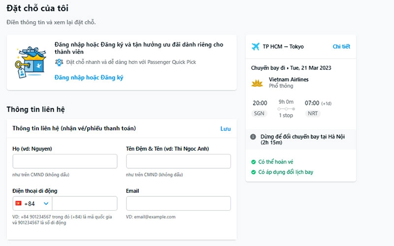 Cách đặt vé máy bay trên traveloka, điền thông tin