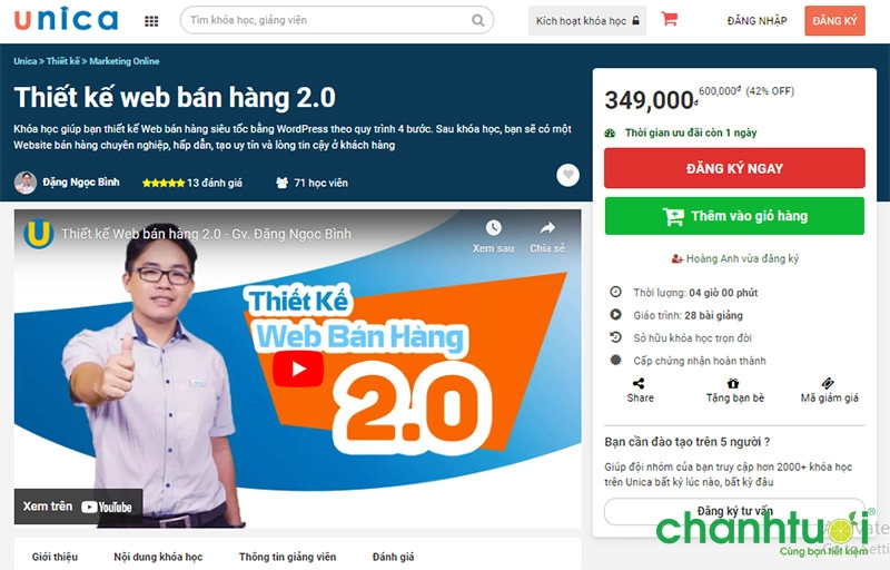 Khóa học thiết kế web online bán hàng 2.0