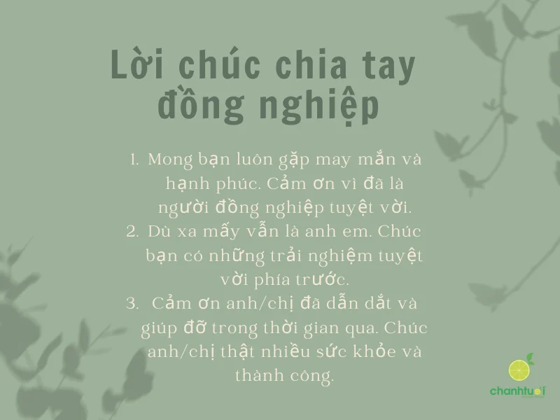 Chúc bạn tạm biệt sự nghiệp của mình