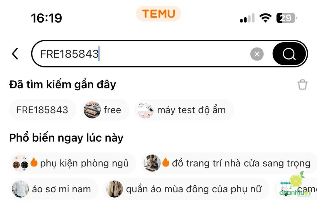 Nhận quà miễn phí từ temu 1