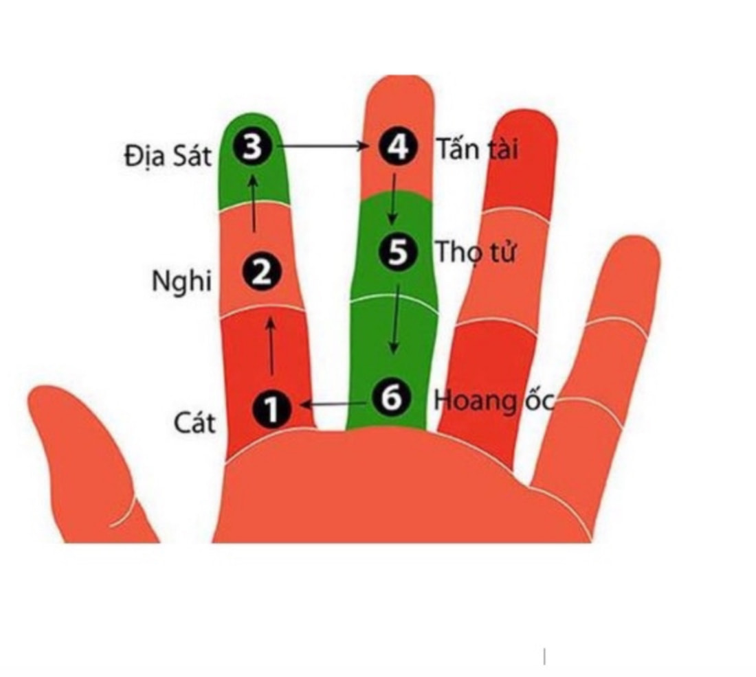 Calculate the term Hoang Oc based on the 6 index finger joints and the simple finger