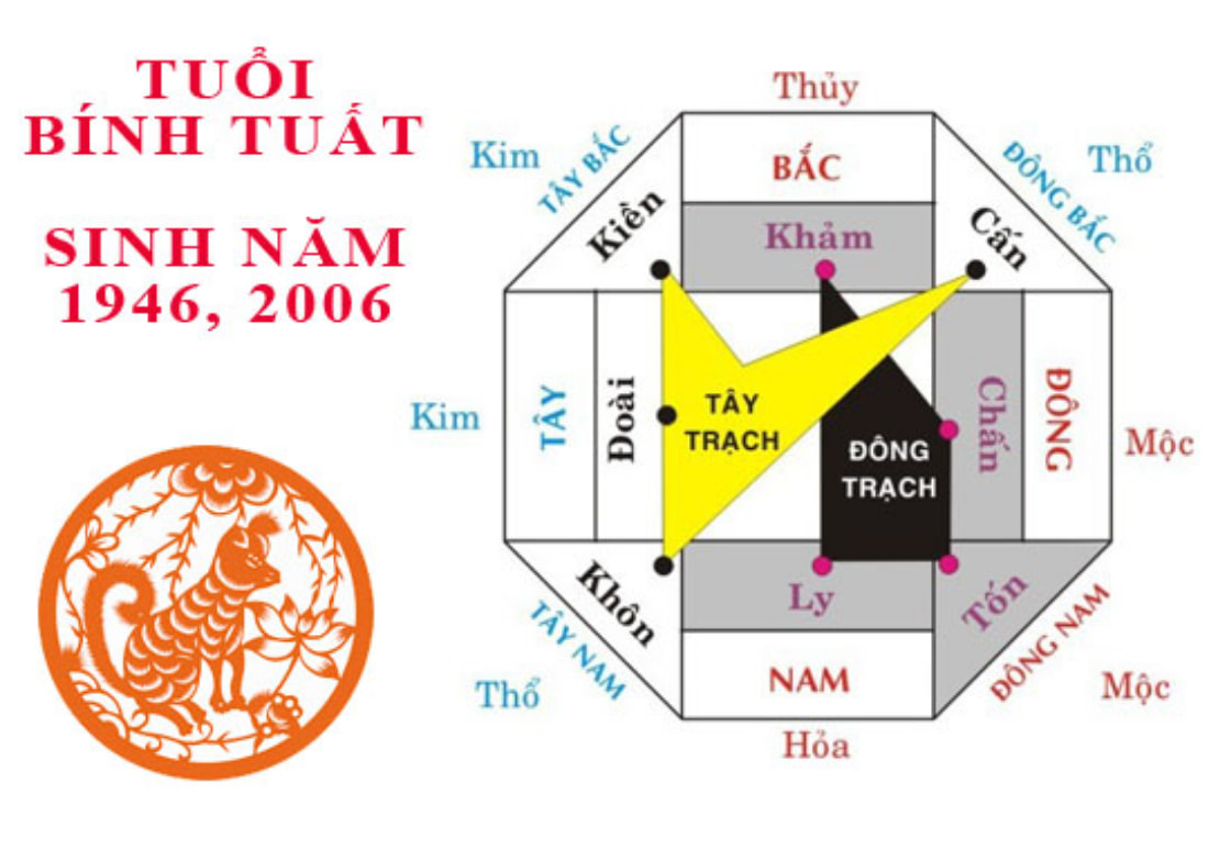 Nam nữ tuổi Bính Tuất đều thuộc Đông tứ mệnh